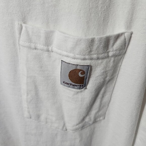 Carhartt Mens Loose Fit 2XL White Pocket T-Shirt Durable Cotton Comfort Workwear - Picture 3 of 5